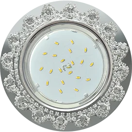 Ecola GX53 H4 5360 Glass Круг с прозрачными стразами Корона (оправа хром)/фон зерк../центр.часть хром 52x120 (к+)