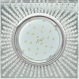 Ecola GX53 H4 5352 Glass Квадрат с прозр.стразами (оправа хром)/фон зерк./центр.часть хром 40x123x123 (к+)