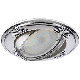 Ecola MR16 DL21 GU5.3 Светильник встр. литой поворотный искр.гравир. Четыре цветка Хром 23x84