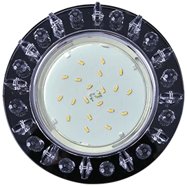 Ecola GX53 H4 5361 Glass Круг с квадратными прозрачными стразами /фон черн./центр.часть хром 52x120 (к+)