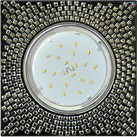 Ecola GX53 H4 5320 Glass Квадрат с прозр. мозаикой/фон черный./центр.часть хром 40x123x123 (к+)