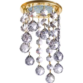 Ecola MR16 CR1007 GU5.3 Glass Стекло Круг с большими хруст. на подвесе "под скос" Тонированный / Золото 84x170