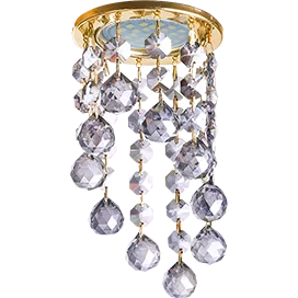 Ecola MR16 CR1007 GU5.3 Glass Стекло Круг с большими хруст. на подвесе "под скос" Тонированный / Золото 84x170