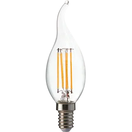 Ecola candle LED Premium 7,0W 220V E14 2700K 360° filament прозр. нитевидная свеча на ветру (Ra 80, 100 Lm/W, КП=0) 125х37