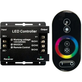 Ecola LED strip RGB RF controller 18A 216W 12V (432W 24V) с кольцевым сенсорным черным радиопультом