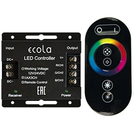 Ecola LED strip RGB RF controller 24A 288W 12V (576W 24V) с кольцевым сенсорным черным радиопультом