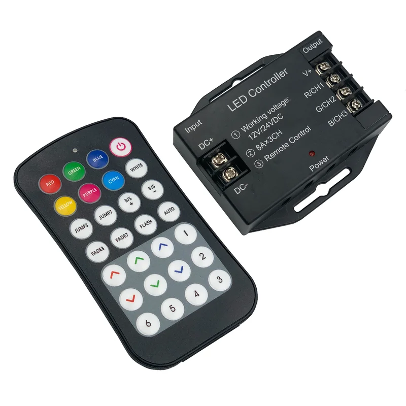 Ecola LED strip RGB RF controller 24A 288W 12V (576W 24V) с кнопочным черным радиопультом