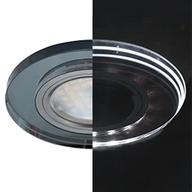 Ecola MR16 LD1650 GU5.3 Glass Стекло с подсветкой Круг Черный / Черный хром 25x95 (кd74)