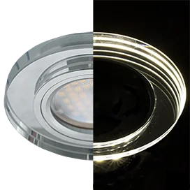 Ecola MR16 LD1650 GU5.3 Glass Стекло с подсветкой Круг Хром / Хром 25x95 (кd74)