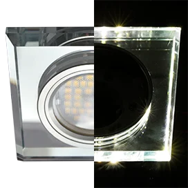Ecola MR16 LD1651 GU5.3 Glass Стекло с подсветкой Квадрат скошенный край Хром / Хром 25x90x90 (кd74)