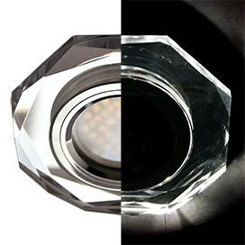 Ecola MR16 LD1652 GU5.3 Glass Стекло с подсветкой 8-угольник с прямыми гранями Хром / Хром 25x90 (кd74)
