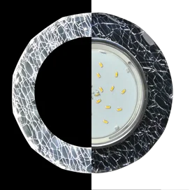 Ecola GX53 H4 LD5313 Glass Стекло Круг с вогнутыми гранями с подсветкой хром - колотый лед на черном 38x126 (к+)