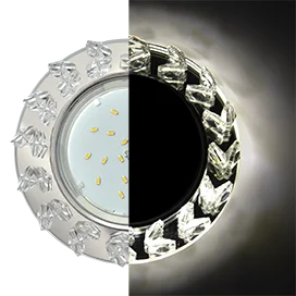 Ecola GX53 H4 LD5361 Glass Круг с крупными прозр. стразами Елочка с подсветкой/фон зерк./центр.часть хром 54x120 (к+)