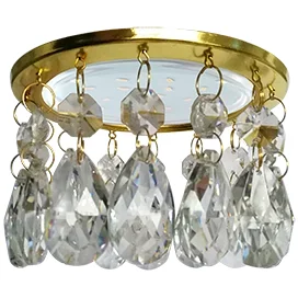 Ecola GX53 H4 5350 Glass Круг с каплевидными хруст. на прямом подвесе Прозрачный / Золото 102x105 (к+)