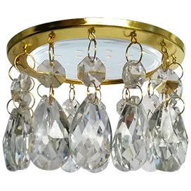 Ecola GX53 H4 5350 Glass Круг с каплевидными хруст. на прямом подвесе Прозрачный / Золото 102x105 (к+)
