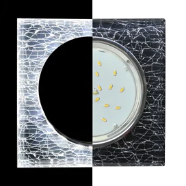 Ecola GX53 H4 LD5311 Glass Стекло Квадрат скошенный край с подсветкой хром - колотый лед на черном 38x120x120 (к+)