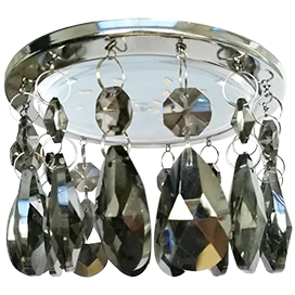 Ecola GX53 H4 5350 Glass Круг с каплевидными хруст. на прямом подвесе Тонированный / Хром 102x105 (к+)