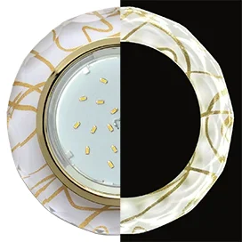 Ecola GX53 H4 LD5313 Glass Стекло Круг с вогнутыми гранями с подсветкой золото - золото на белом 38x126 (к+)