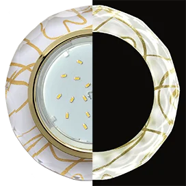Ecola GX53 H4 LD5313 Glass Стекло Круг с вогнутыми гранями с подсветкой золото - золото на белом 38x126 (к+)