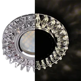 Ecola MR16 LD1661 GU5.3 Glass Стекло Круг с прозр. стразами Гребенка с подсветкой/фон зерк./центр.часть хром 42x95