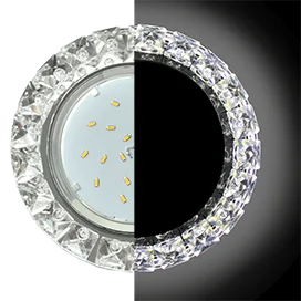 Ecola GX53 H4 LD5361 Glass Круг с крупными стразами Конус с подсветкой/фон зерк./центр.часть хром 52x120 (к+))