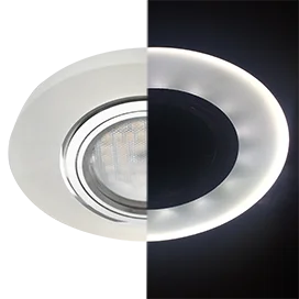 Ecola MR16 LD1650 GU5.3 Glass Стекло с подсветкой Круг Матовый / Хром 25x95 (кd74)
