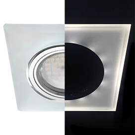 Ecola MR16 LD1651 GU5.3 Glass Стекло с подсветкой Квадрат скошенный край Матовый / Хром 25x90x90 (кd74)