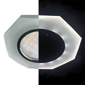 Ecola MR16 LD1652 GU5.3 Glass Стекло с подсветкой 8-угольник с прямыми гранями Матовый / Хром 25x90 (кd74)