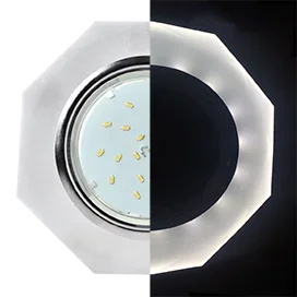 Ecola GX53 H4 LD5312 Glass Стекло 8-угольник с прямыми гранями с подсветкой хром - матовый 38x128 (к+)