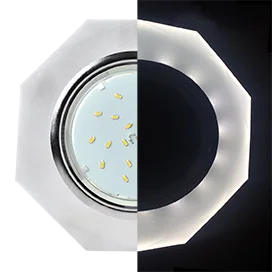 Ecola GX53 H4 LD5312 Glass Стекло 8-угольник с прямыми гранями с подсветкой хром - матовый 38x128 (к+)