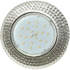 Ecola GX53 H4 LD5319 Glass Круг с прозр. мозаикой с подсветкой/фон матовый/центр.часть хром 40x123 (к+)