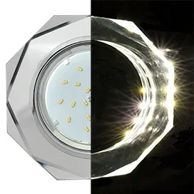 Ecola GX53 H4 LD5312 Glass Стекло 8-угольник с прямыми гранями с подсветкой хром - хром (зеркальный) 38x128 (к+)