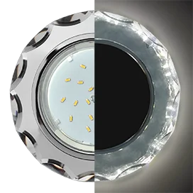 Ecola GX53 H4 LD5313 Glass Стекло Круг с вогнутыми гранями с подсветкой хром - хром (зеркальный) 38x126 (к+)