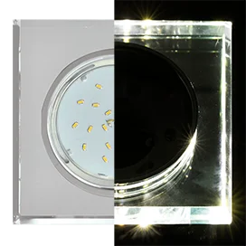 Ecola GX53 H4 LD5311 Glass Стекло Квадрат скошенный край с подсветкой хром - хром (зеркальный) 38x120x120 (к+)