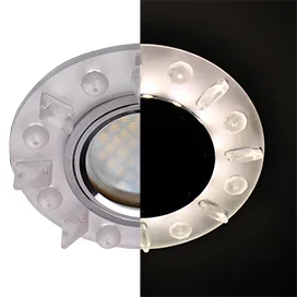 Ecola MR16 LD1661 GU5.3 Glass Стекло Круг с квадр. матовыми стразами с подсветкой/фон мат./центр.часть хром 42x95
