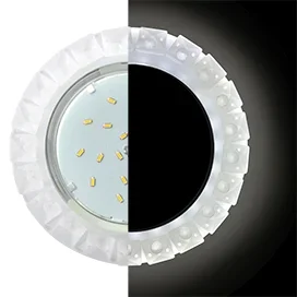 Ecola GX53 H4 LD5361 Glass Круг с крупными матовыми стразами Конус с подсветкой/фон мат./центр.часть хром 52x120 (к+)