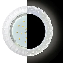Ecola GX53 H4 LD5361 Glass Круг с крупными матовыми стразами Конус с подсветкой/фон мат./центр.часть хром 52x120 (к+)
