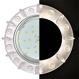 Ecola GX53 H4 LD5361 Glass Круг с квадр. матовыми стразами с подсветкой/фон матовый/центр.часть хром 52x120 (к+)