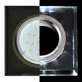 Ecola GX53 H4 LD5311 Glass Стекло Квадрат скошенный край с подсветкой черный хром - черный 38x120x120 (к+)