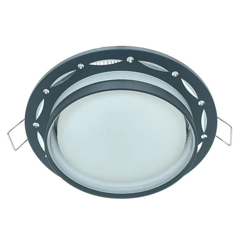 Ecola GX53 H4 SP5332 светильник встраив. Спот Точки-полоски по кругу матовый Черный/Алюм 110х52 (к+)