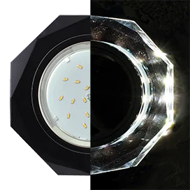 Ecola GX53 H4 LD5312 Glass Стекло 8-угольник с прямыми гранями с подсветкой черный хром - черный 38x128 (к+)
