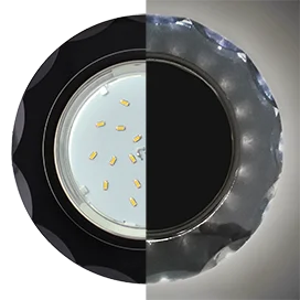 Ecola GX53 H4 LD5313 Glass Стекло Круг с вогнутыми гранями с подсветкой черный хром - черный 38x126 (к+)