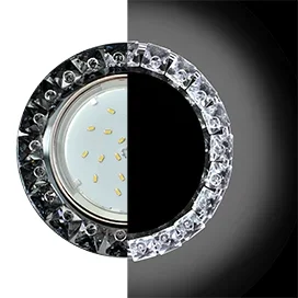 Ecola GX53 H4 LD5361 Glass Круг с крупными стразами Конус с подсветкой/фон черн./центр.часть хром 52x120 (к+)