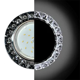 Ecola GX53 H4 LD5361 Glass Круг с крупными стразами Конус с подсветкой/фон черн./центр.часть хром 52x120 (к+)