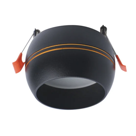 Ecola GX53 SP5376 светильник встраив. Спот Сфера углубленный Черный матовый с золотыми полосками 90х73 (к+)