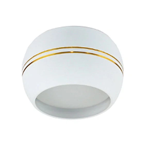 Ecola GX53 SP5395 светильник накладной Спот Сфера углубленный Белый матовый с золотыми полосками 90х52