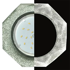 Ecola GX53 H4 LD5312 Glass Стекло 8-угольник с прямыми гранями с подсветкой хром - серебряный блеск 38x128 (к+)