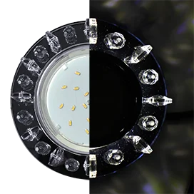 Ecola GX53 H4 LD5361 Glass Круг с квадр. прозр. стразами с подсветкой/фон черн./центр.часть хром 52x120 (к+)