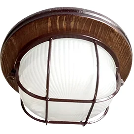 Ecola GX53 LED НБО-03-60-022 светильник Круг накладной IP65 дерево Орех 1*GX53 матовый с решеткой 220х84