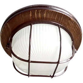 Ecola GX53 LED НБО-03-60-022 светильник Круг накладной IP65 дерево Орех 1*GX53 матовый с решеткой 220х84